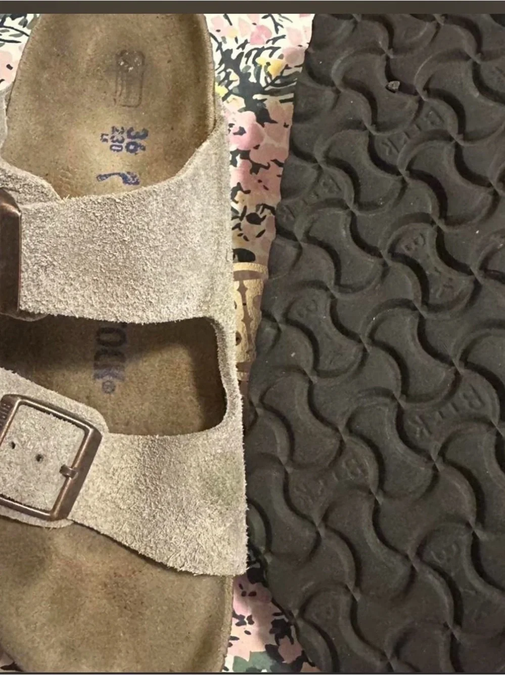 Birkenstock Taupe Suede Double Buckle Sandals